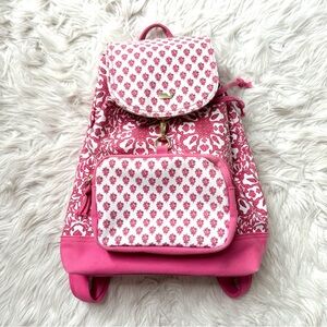 Vineyard Vines Backpack Canvas Day Bag Shabby Chic Cottagecore pink toile